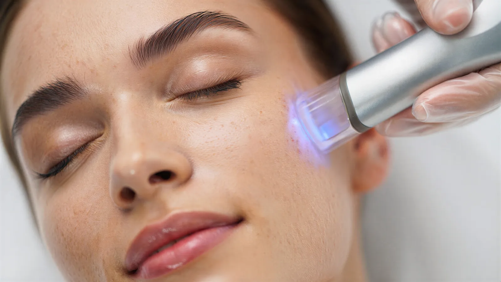 Pigmentflecken lasern in Rostock: Patientin bei der Laserbehandlung im Gesicht beim Facharzt Dr. Dr. Ole Jung